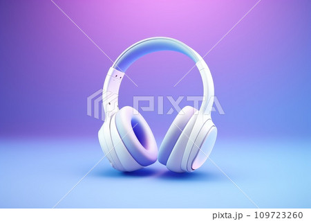 Modern headphones on purple background 109723260