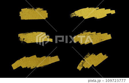 金色の筆の線のセット、ゴールドのストロークセット、金箔、金線、ゴールドライン 109723777