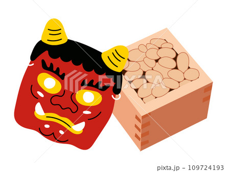 節分の豆と鬼のお面 節分の豆と鬼のお面 109724193