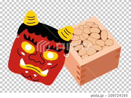 節分の豆と鬼のお面 節分の豆と鬼のお面 109724193