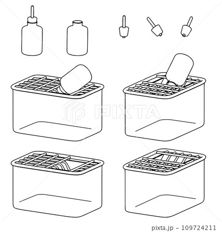 マウス飼育用ケージの線画 マウス飼育用ケージの線画 109724211