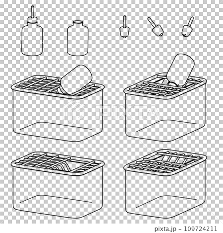 マウス飼育用ケージの線画 マウス飼育用ケージの線画 109724211