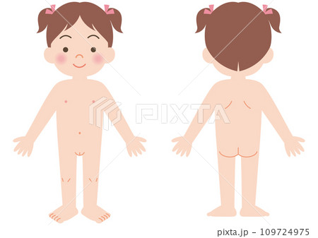 女の子の全身　前と後ろ 109724975