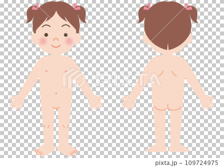 Girl's whole body, front and back 109724975
