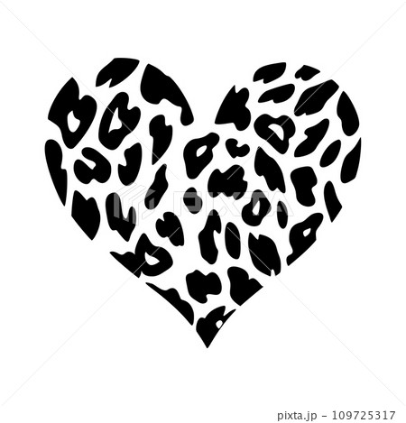 Wild leopard printed heart clipart vector 109725317