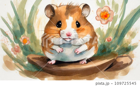とても可愛いハムスターのイラスト(AIイラスト)のイラスト素材