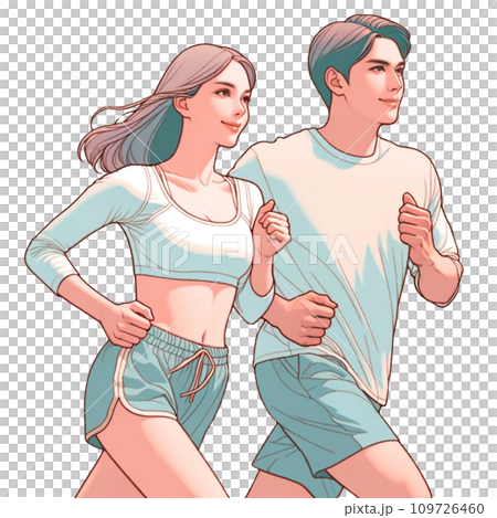 Jogging men and women running sports Jogging men and women running sports 109726460