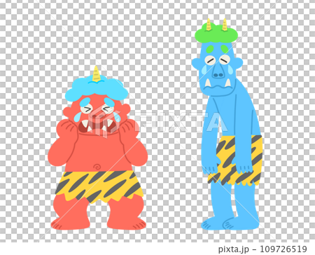 Red demon and blue demon crying sadly Red demon and blue demon crying sadly 109726519