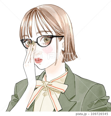 眼鏡をクイッとする女性 109726545