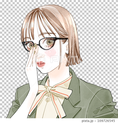 眼鏡をクイッとする女性 109726545