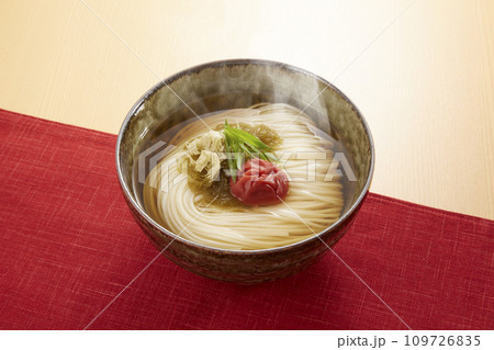 ひやむぎ_梅とり大葉_冷_温_hiyamugi ひやむぎ_梅とり大葉_冷_温_hiyamugi 109726835