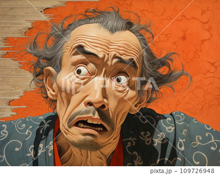 浮世絵風 驚いている男 浮世絵風 驚いている男 109726948