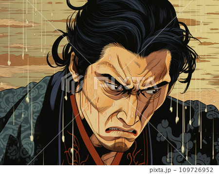 浮世絵風　驚いている男 109726952