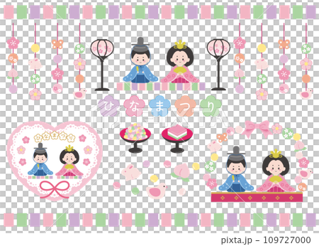 かわいいひなまつりのイラストセット 109727000