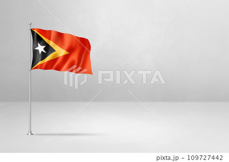 East Timor flag isolated on white concrete wall background East Timor flag isolated on white concrete wall background 109727442