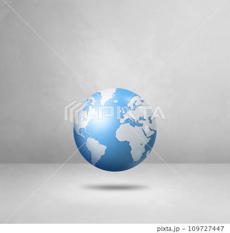 World globe, light blue earth map, isolated on white. Square background 109727447