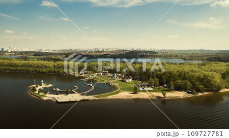 View from the height of the Yacht club on the Minsk Sea or the Zaslavsky reservoir near Minsk. Belarus 109727781