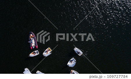 Yachts and sailboats on the Minsk Sea or the Zaslavsky reservoir near Minsk. Belarus 109727784