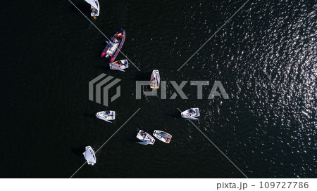Yachts and sailboats on the Minsk Sea or the Zaslavsky reservoir near Minsk. Belarus 109727786