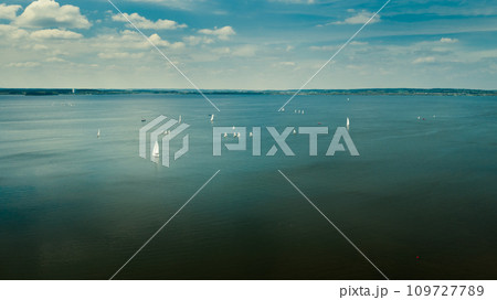 Yachts and sailboats on the Minsk Sea or the Zaslavsky reservoir near Minsk. Belarus 109727789