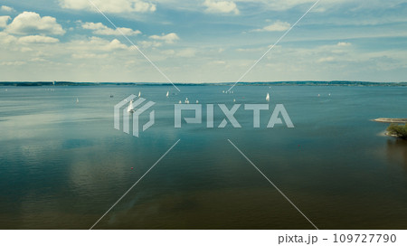 Yachts and sailboats on the Minsk Sea or the Zaslavsky reservoir near Minsk. Belarus 109727790