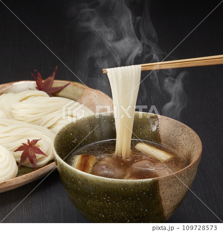 ひやむぎ_鴨ねぎつけ麺_温_hiyamugi 109728573