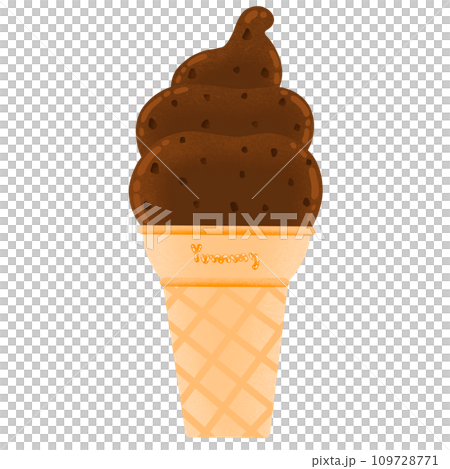 Chocolate Chip Soft Ice Cream Cartoon illustration Chocolate Chip Ice Cream Sticker Chocolate Chip Soft Ice Cream Cartoon illustration Chocolate Chip Ice Cream Sticker 109728771