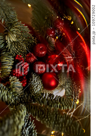 Abstract Christmas background with Christmas tree and toys. 109729002