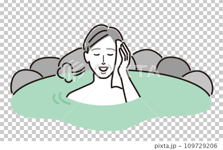 Senior man entering a hot spring 109729206