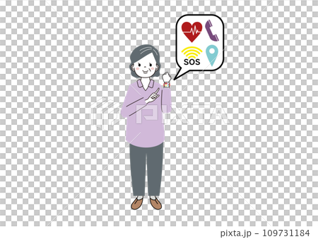 高齢者とウマーとウォッチ　スマートウォッチをつけたおばあさん 109731184