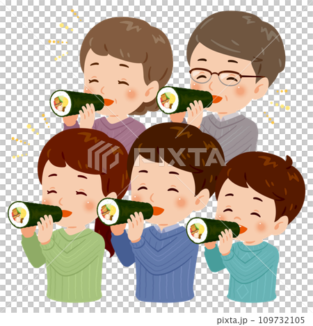 微笑的家庭吃 ehomaki 1 上半身 微笑的家庭吃 ehomaki 1 上半身 109732105