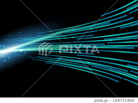 青緑の抽象テクノロジーウェーブ背景 109732860