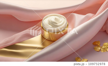 美容クリームとピンク色の布の背景(AI生成画像) 美容クリームとピンク色の布の背景(AI生成画像) 109732978