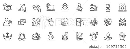 Icons pack as Hold box, Education and Engineering team line icons for app include Friendship, Best manager, Like outline thin icon web set. Payment method, Move gesture, Best glasses pictogram. Vector 109733502