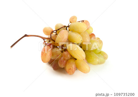 Bunch of organic pink grapes isolated on white background. 109735200