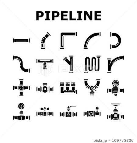 pipeline oil industry gas pipe icons set vector 109735206