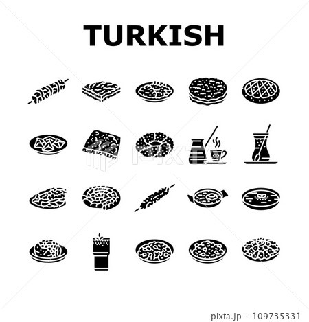 turkish cuisine food meal icons set vector turkish cuisine food meal icons set vector 109735331