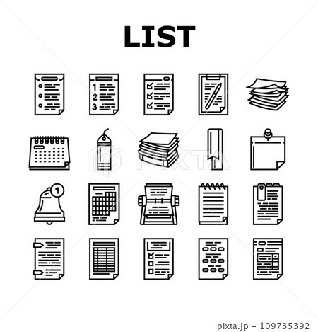list check document tick icons set vector list check document tick icons set vector 109735392