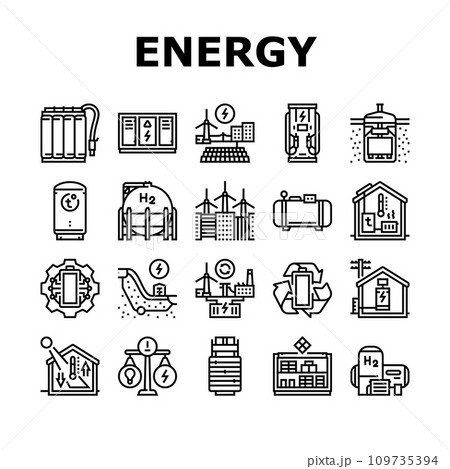 energy storage power system icons set vector energy storage power system icons set vector 109735394