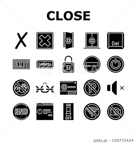 close door store shop board icons set vector close door store shop board icons set vector 109735424