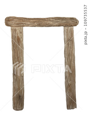 Watercolor wooden doorjamb illustration isolated on white Watercolor wooden doorjamb illustration isolated on white 109735537