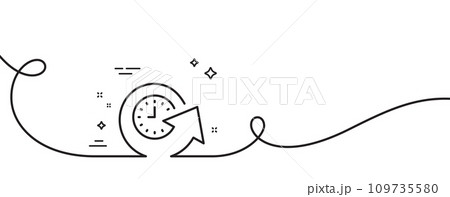 Update time line icon. Continuous one line with curl. Refresh watch sign. Update time single outline ribbon. Loop curve pattern. Vector 109735580