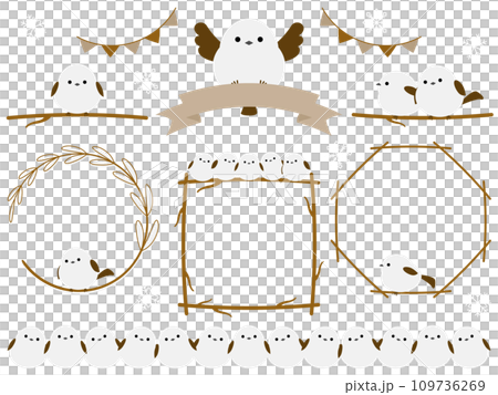 Cute long-tailed moth frame and decoration set 109736269