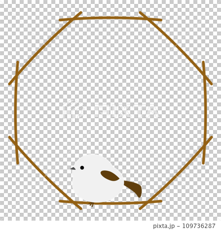 Octagonal frame of long-tailed moth and branches 109736287