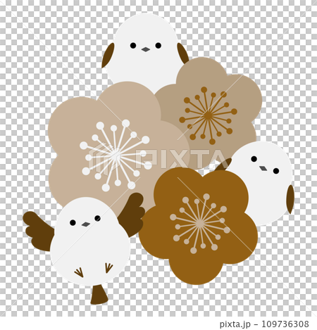 Plum blossoms and three long-tailed moths Plum blossoms and three long-tailed moths 109736308