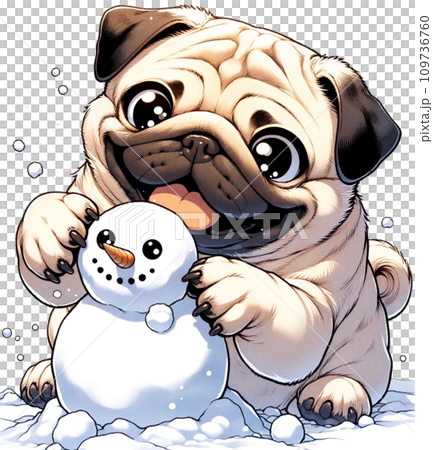 哈巴狗在雪地裡玩耍 哈巴狗在雪地裡玩耍 109736760