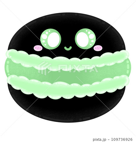 Cute Green Macaron Mascot Character Kawaii Cartoon illustration French Dessert Cute Dessert Cute Green Macaron Mascot Character Kawaii Cartoon illustration French Dessert Cute Dessert 109736926