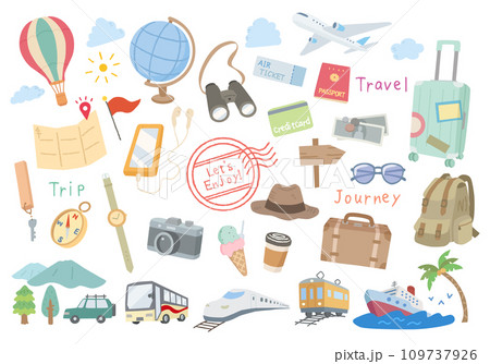 旅行 トラベル 観光 イラストセット 旅行 トラベル 観光 イラストセット 109737926