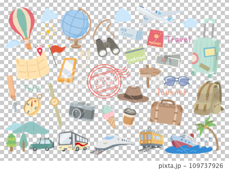 旅行 トラベル 観光 イラストセット 旅行 トラベル 観光 イラストセット 109737926