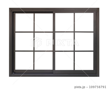 black metallic window frame isolated on white background 109738791